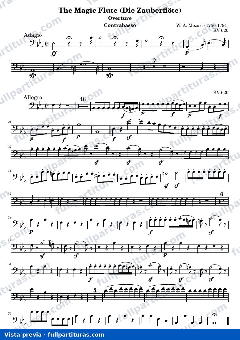 Die Zauberflöte (The Magic Flute) - Ouverture — Contrabasso — vista previa