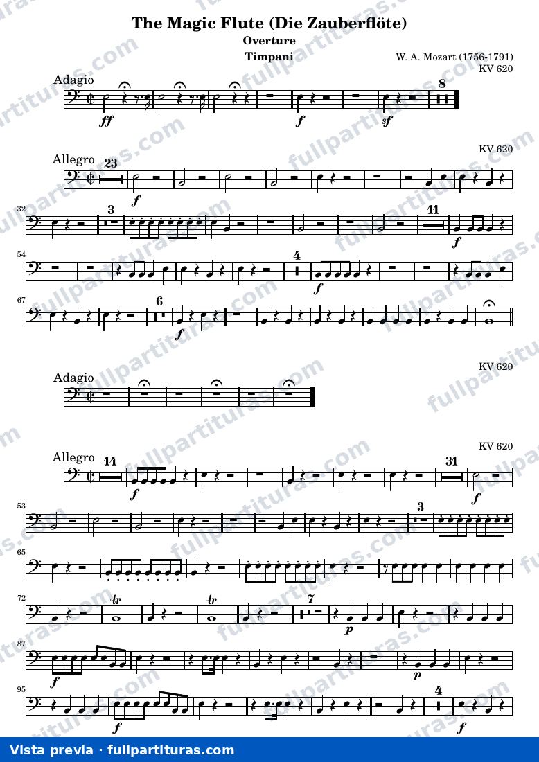 Die Zauberflöte (The Magic Flute) - Ouverture — Timpani — vista previa