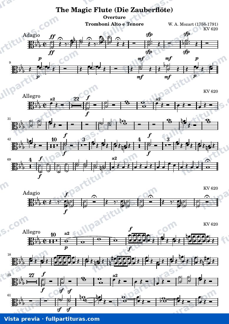 Die Zauberflöte (The Magic Flute) - Ouverture — Trombone — vista previa