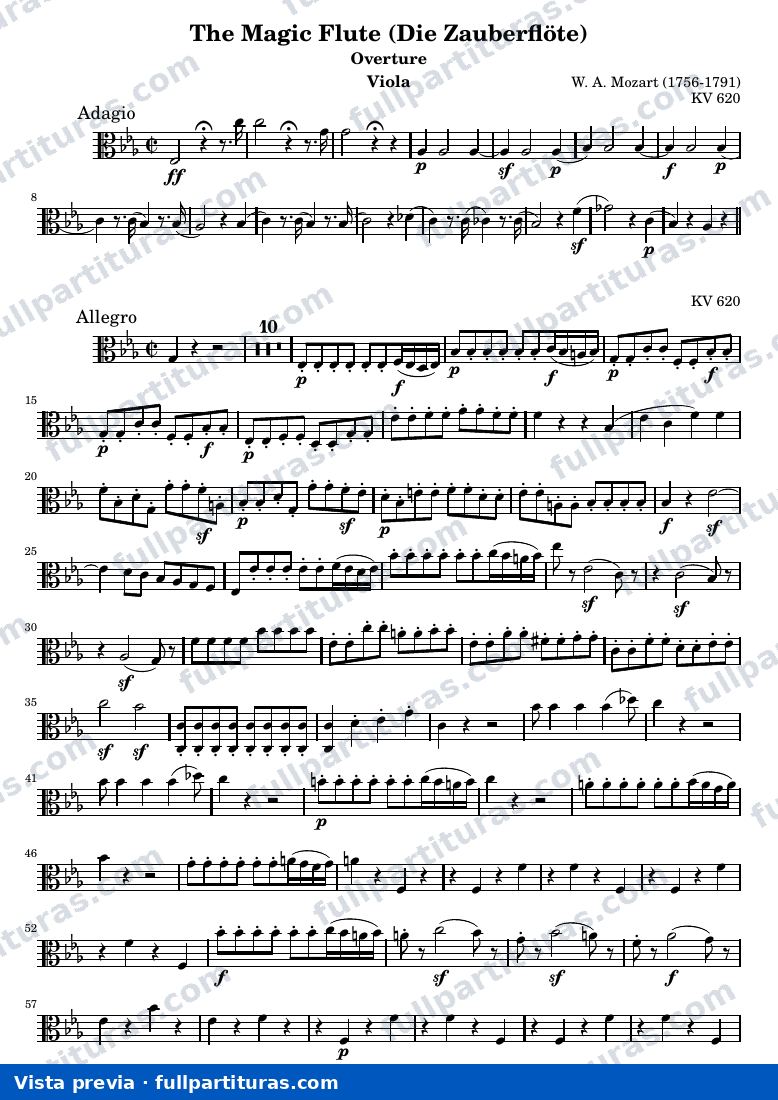 Die Zauberflöte (The Magic Flute) - Ouverture — Viola — vista previa