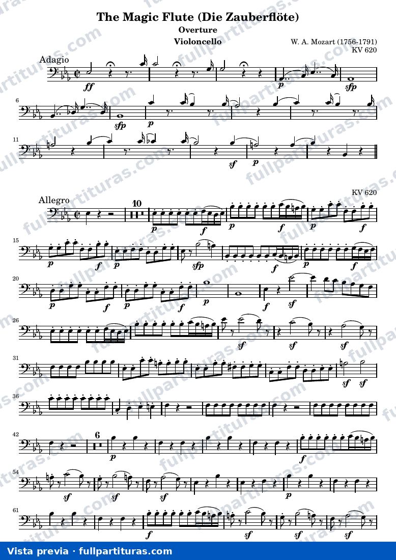 Die Zauberflöte (The Magic Flute) - Ouverture — Violoncello — vista previa
