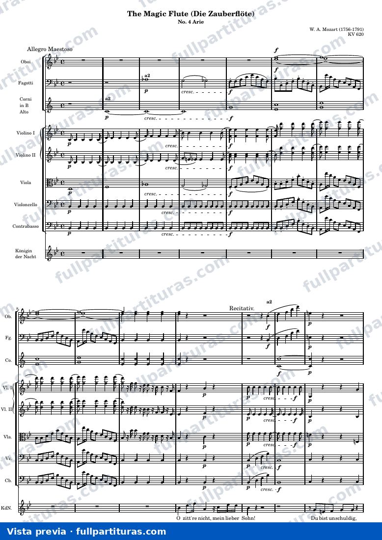 Die Zauberflöte (The Magic Flute) - No. 4 Arie — MF4 ArieScore — vista previa