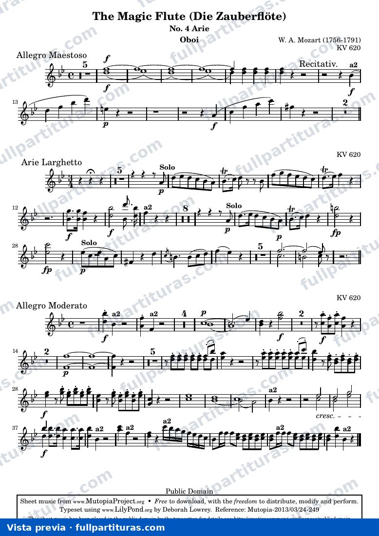 Die Zauberflöte (The Magic Flute) - No. 4 Arie — Oboi — vista previa