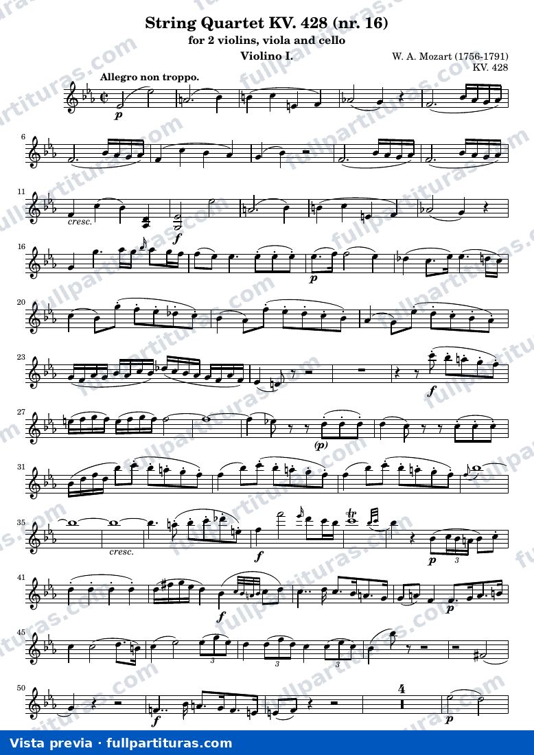 String Quartet KV. 428 (nr. 16) — K428 violin1 — vista previa