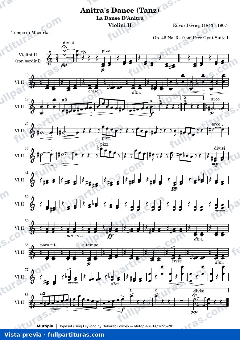 Anitra's Dance (Tanz) from Peer Gynt Suite I — VioliniIIpart — anteprima