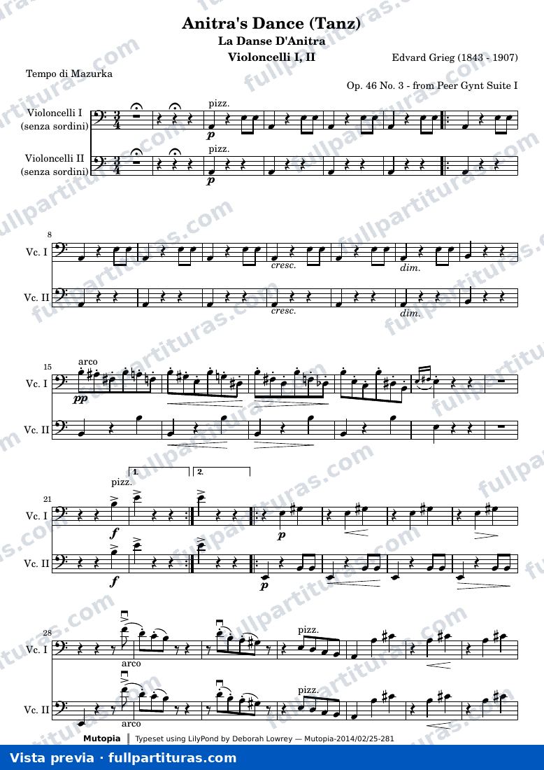 Anitra's Dance (Tanz) from Peer Gynt Suite I — Violoncellipart — Vorschau