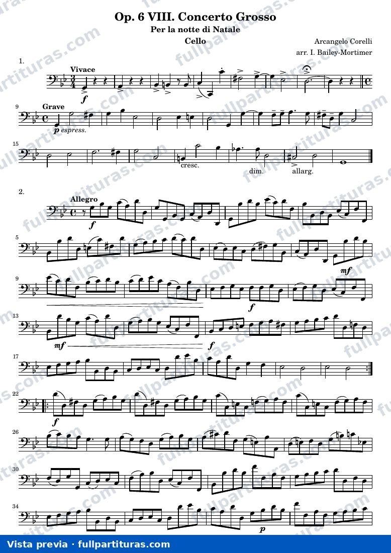 Concerto grosso op.6 no.8 Christmas concerto — Cello — visualização