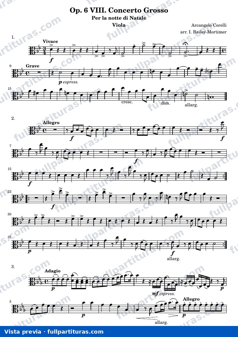 Concerto grosso op.6 no.8 Christmas concerto — Viola — visualização