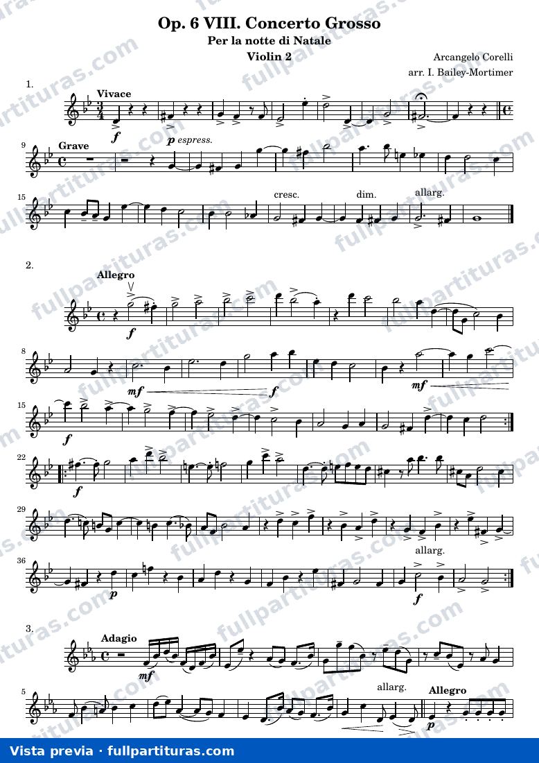 Concerto grosso op.6 no.8 Christmas concerto — Violin2 — anteprima