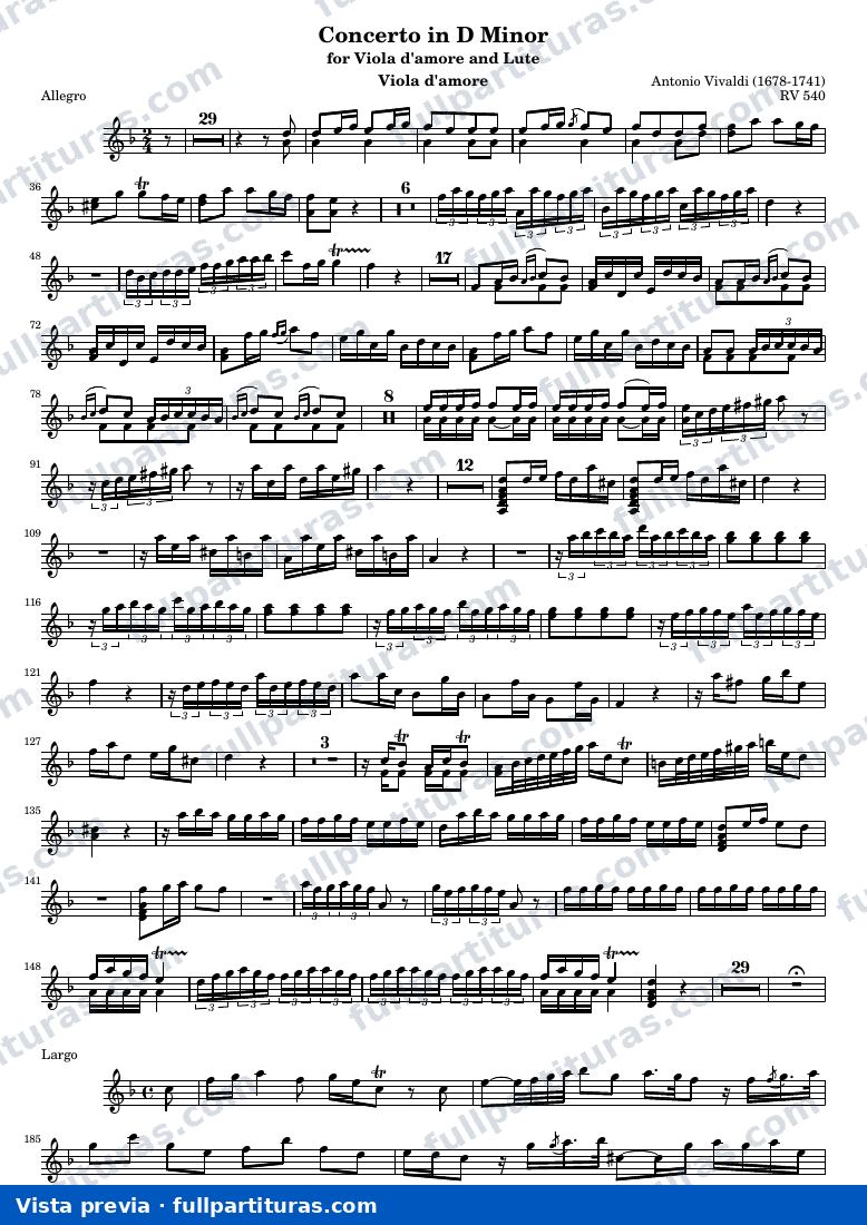 Concerto in D Minor for Viola d'amore and Lute — Amore — visualização