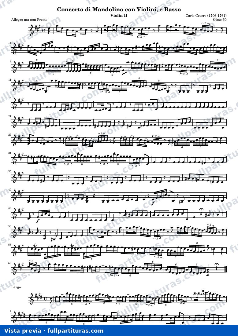 Concerto di Mandolino con Violini, e Basso (Gimo 60) — Vln2 — предварительный просмотр