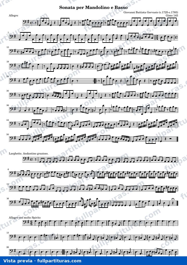 Sonata per Mandolino e Basso (Gimo 145) — Basso — предварительный просмотр