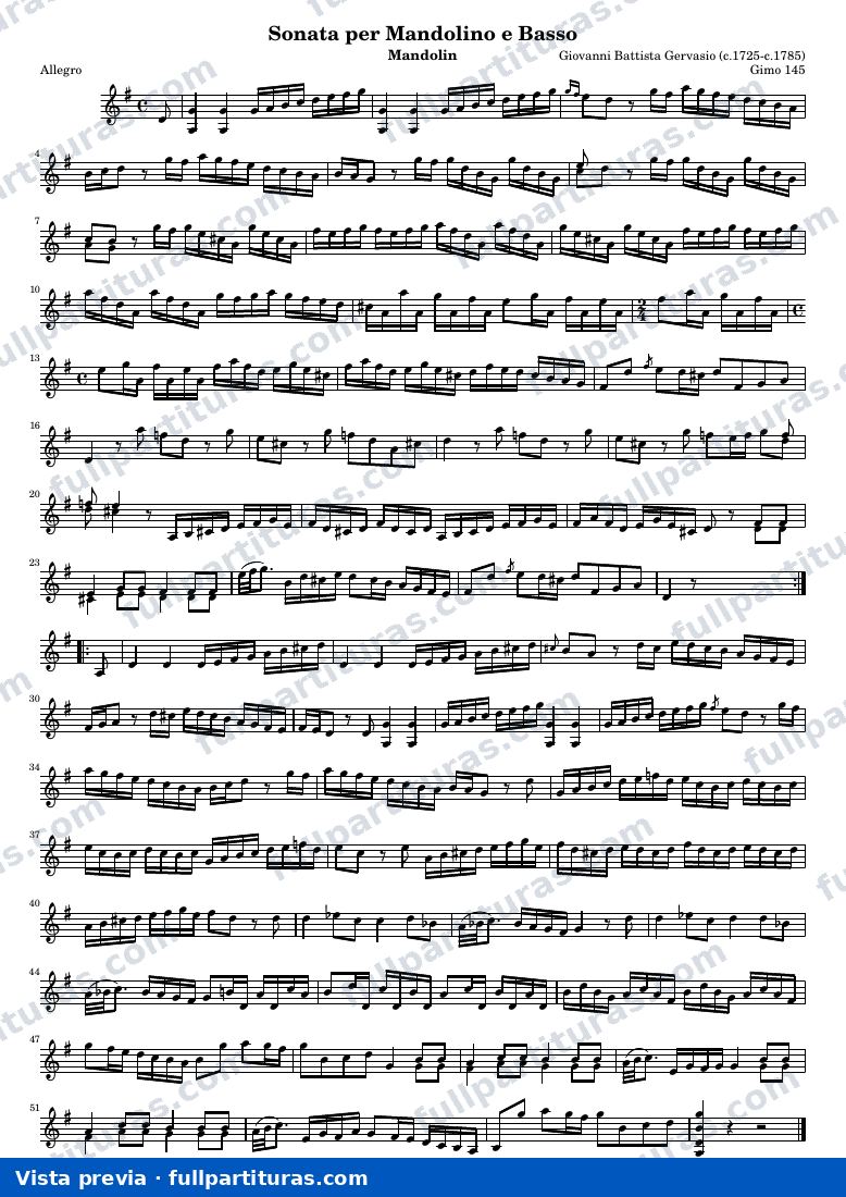 Sonata per Mandolino e Basso (Gimo 145) — Mand — Vorschau
