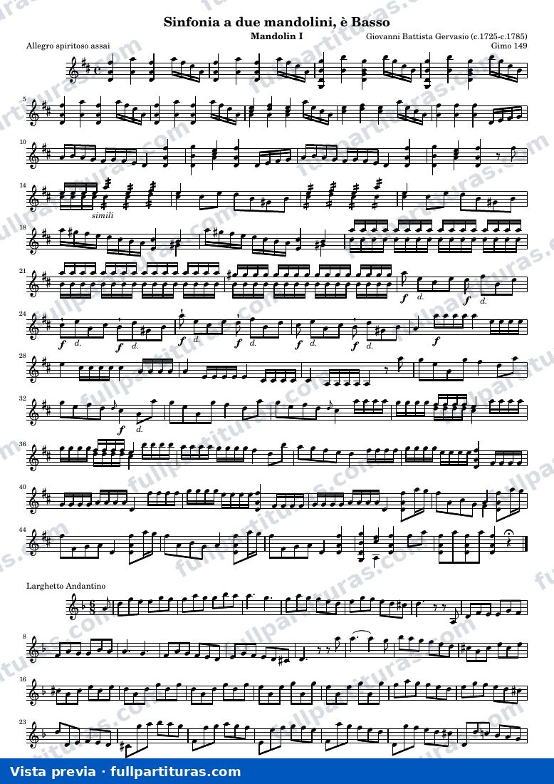 Sonata per Camera di Mandolino è Basso (Gimo 149) — Mand1 — aperçu