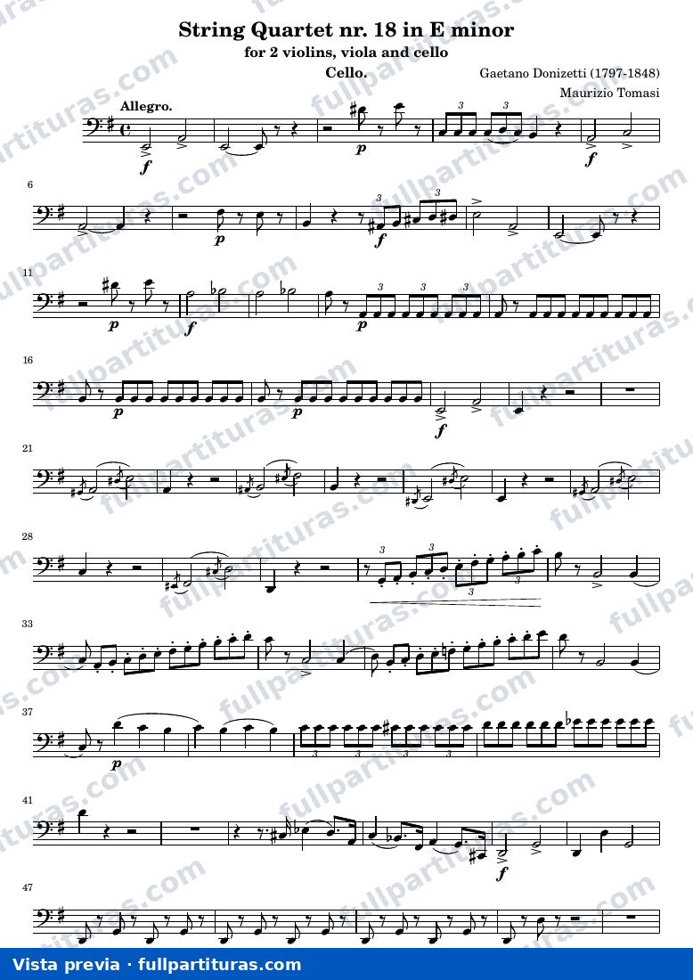 String Quartet nr. 18 in E minor — Quart18 cello — anteprima