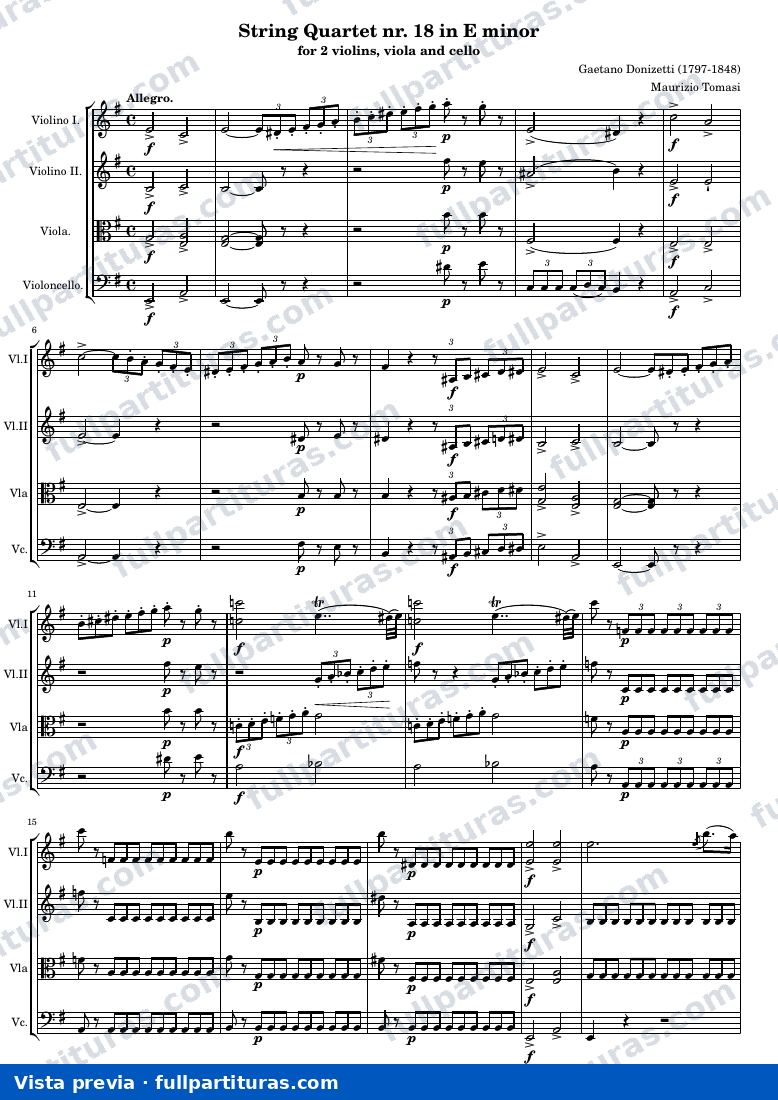 String Quartet nr. 18 in E minor — Quart18 score — anteprima