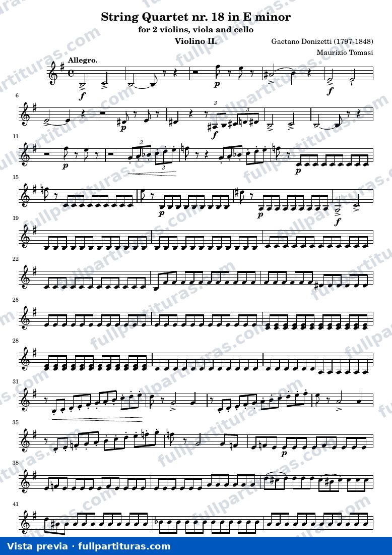 String Quartet nr. 18 in E minor — Quart18 violin2 — vista previa