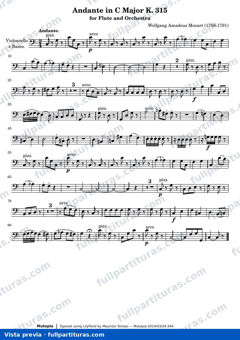 Andante in C Major K. 315 — K315 basso — vista previa