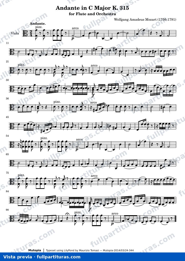 Andante in C Major K. 315 — K315 viola — vista previa