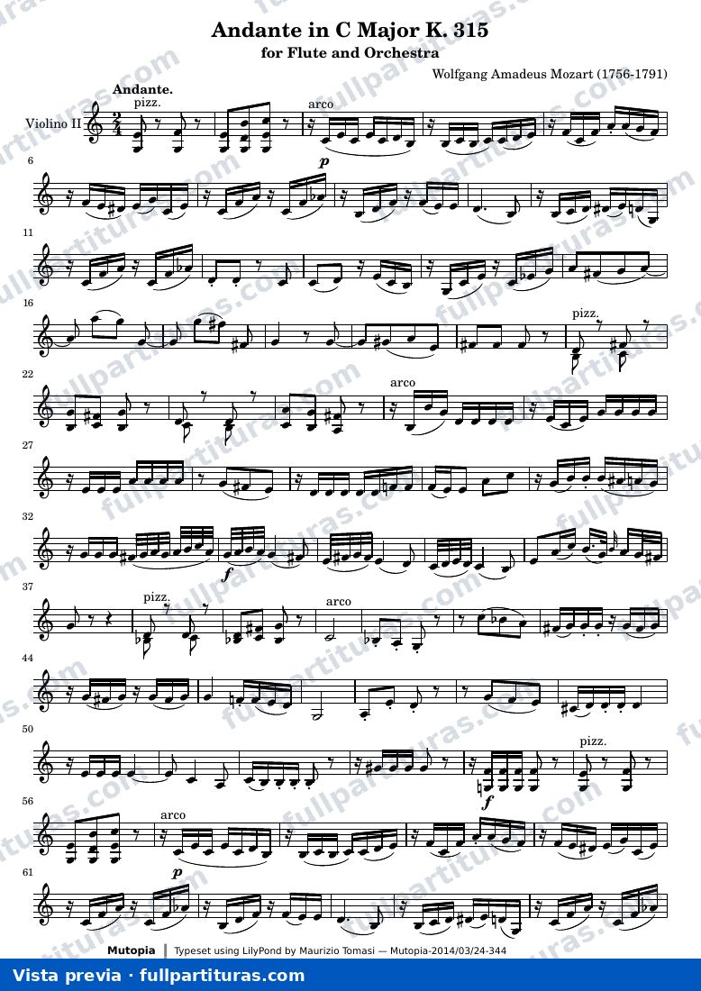 Andante in C Major K. 315 — K315 violin2 — vista previa