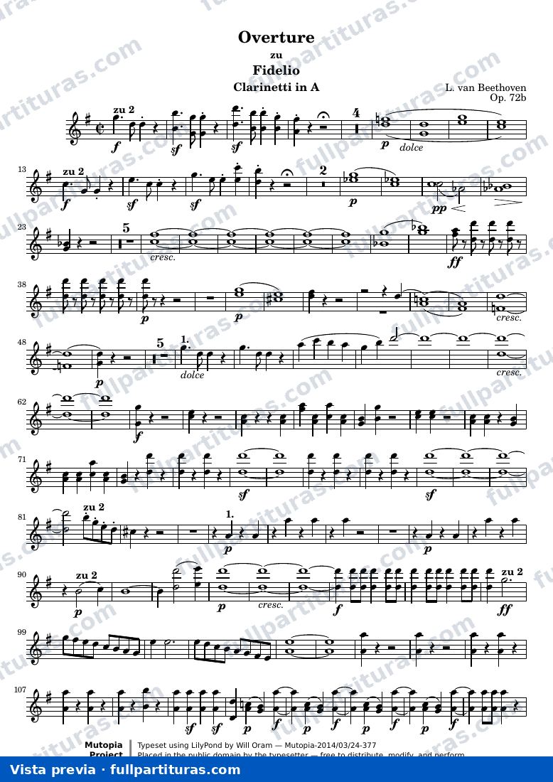 Fidelio Overture — ClarinettiA sc — Vorschau