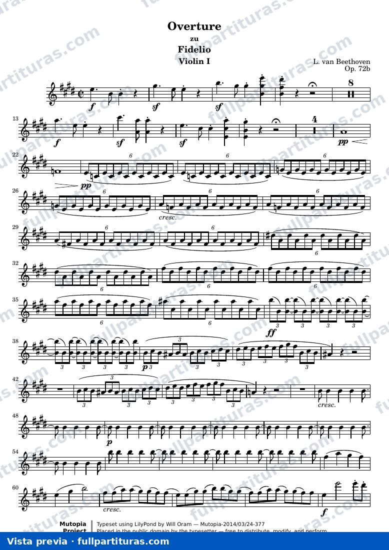 Fidelio Overture — Violino1 sc — Vorschau