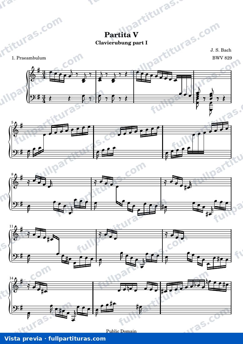 Six Partitas (Clavierubung part I): No. 5 — 51title hub — anteprima