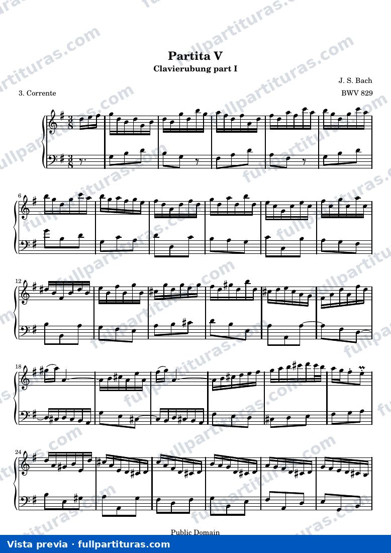 Six Partitas (Clavierubung part I): No. 5 — 53title hub — anteprima