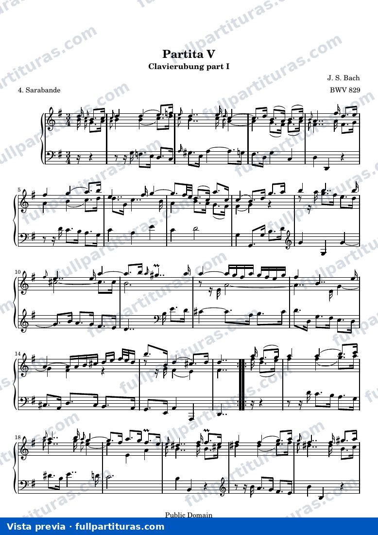 Six Partitas (Clavierubung part I): No. 5 — 54title hub — anteprima