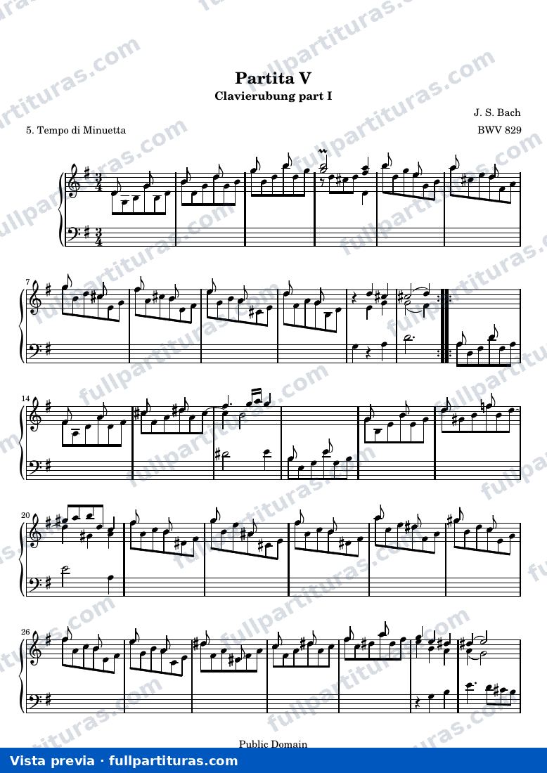 Six Partitas (Clavierubung part I): No. 5 — 55title hub — Vorschau