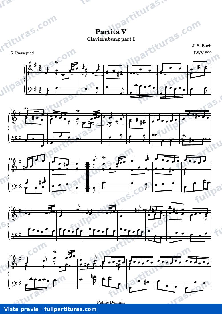Six Partitas (Clavierubung part I): No. 5 — 56title hub — aperçu