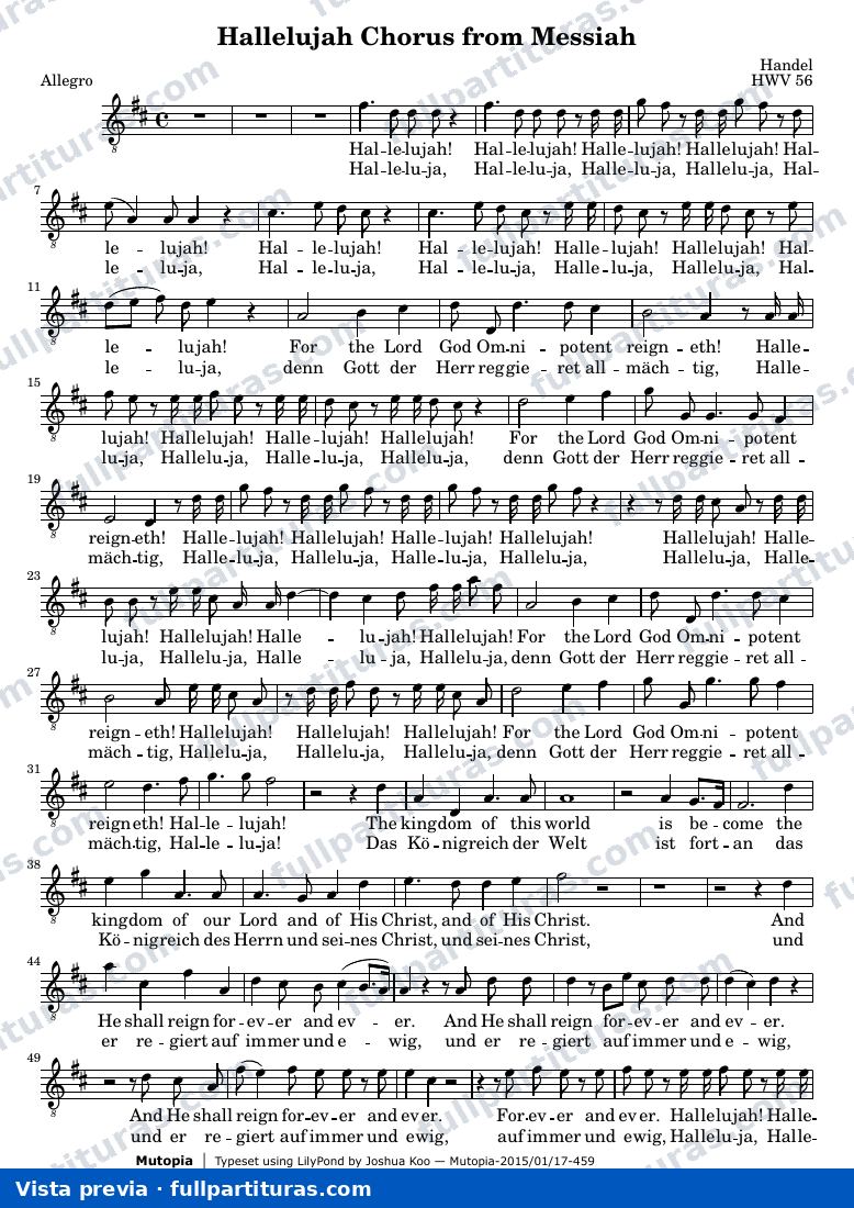 Hallelujah Chorus from Messiah — Tenor score — preview