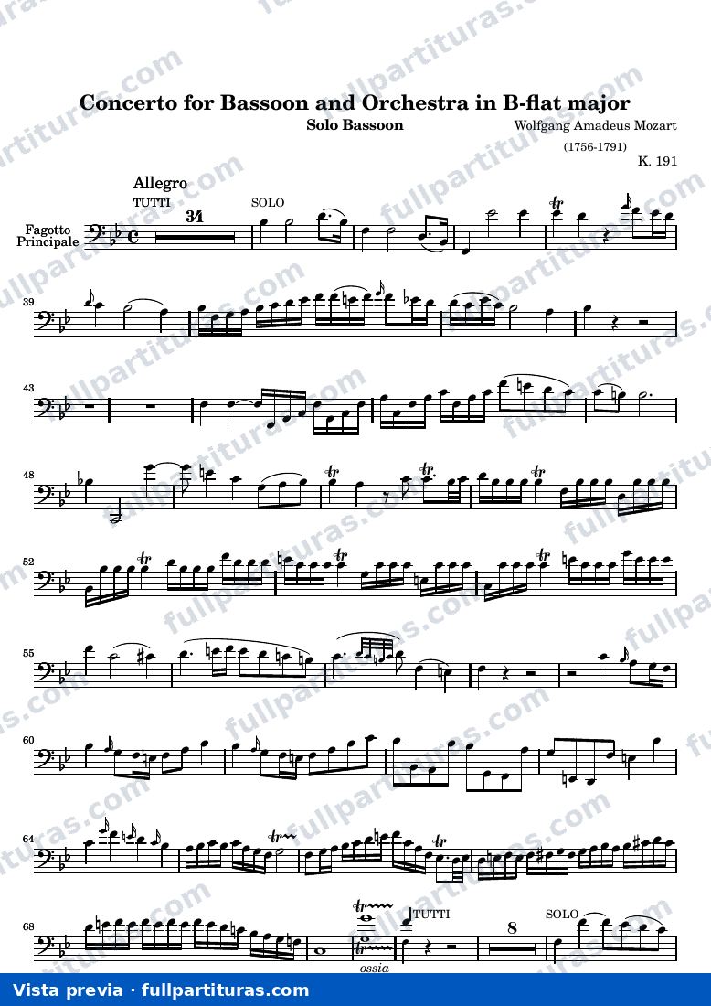 Concerto for Bassoon and Orchestra in B flat major — Bassoon — Vorschau