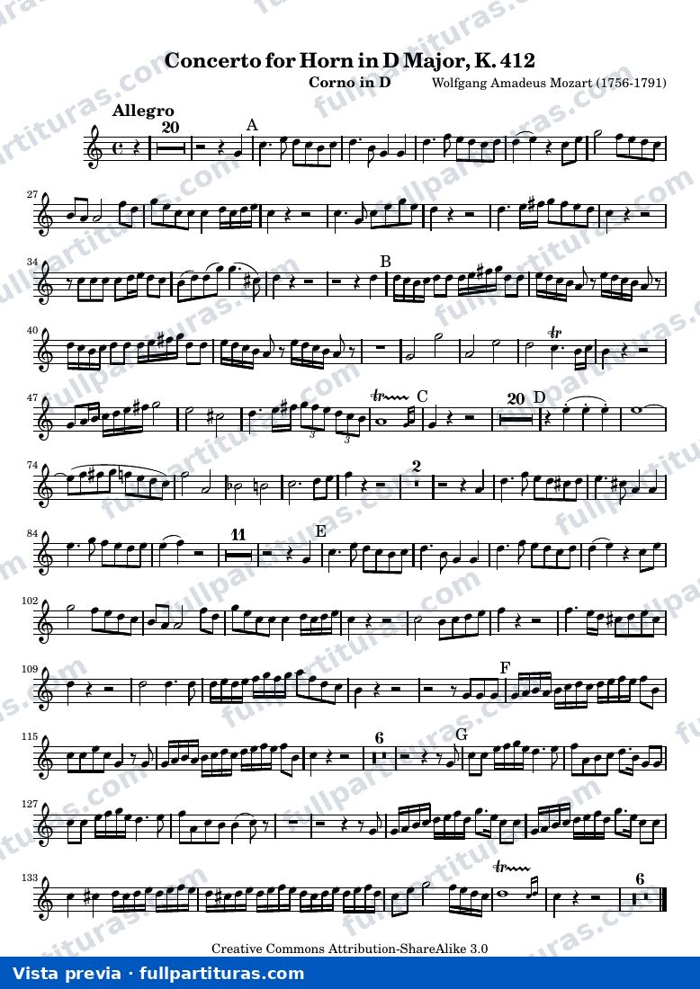 Mozart Horn Concerto No. 1 — Horn — vista previa