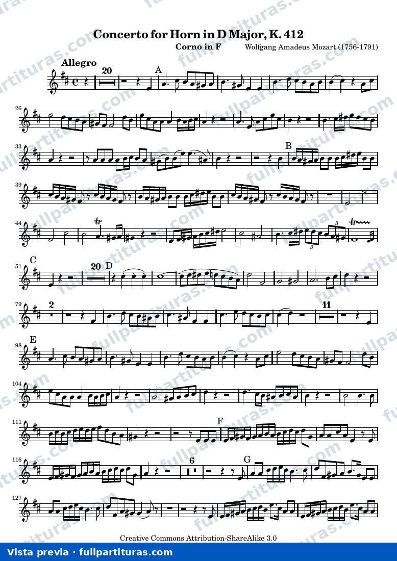 Mozart Horn Concerto No. 1 — HornInF — vista previa