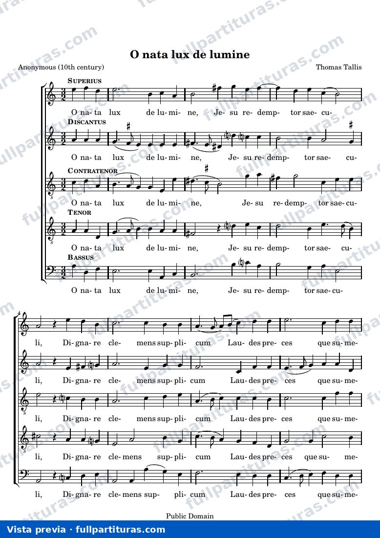 O nata lux de lumine — Tallis a — visualização