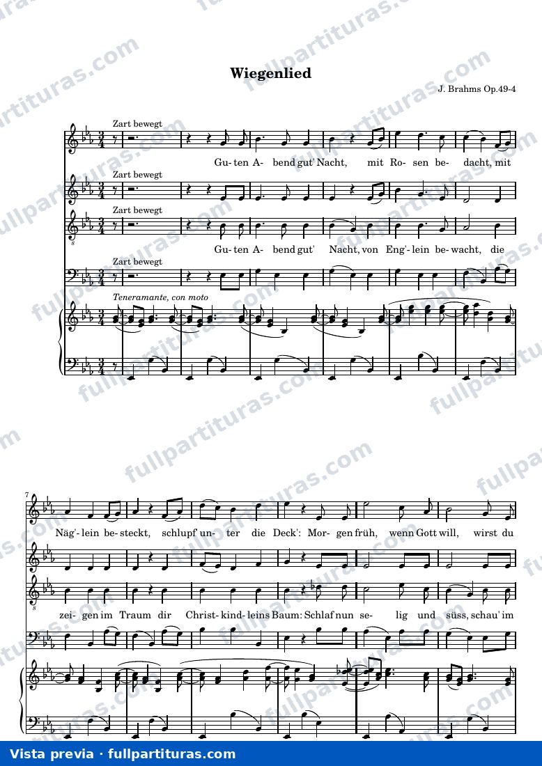 Wiegenlied — Wiegenlied piano SATB — Vorschau