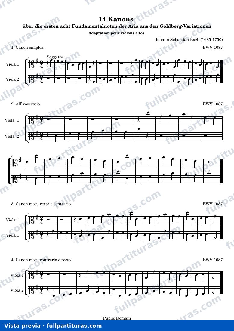 14 Canons — 14 canons bwv 1087 alto — vista previa