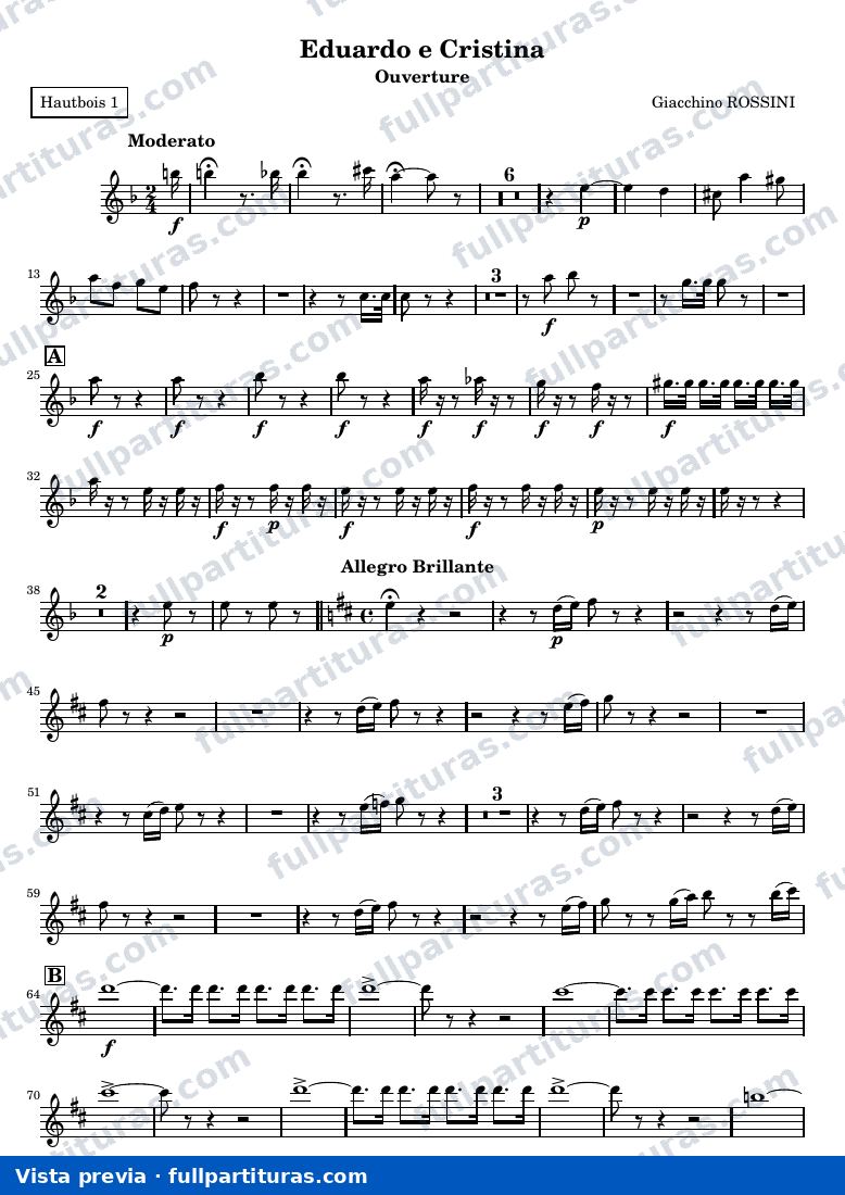 Eduardo e Cristina, ouverture — Hautbois1 — предварительный просмотр