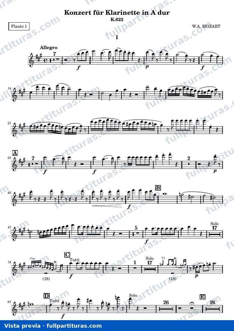 Clarinet concerto — Flute1 — vista previa