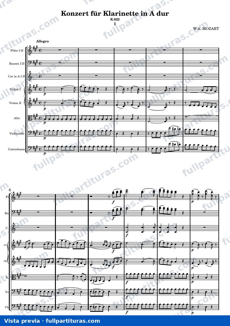 Clarinet concerto — Score 1 — vista previa