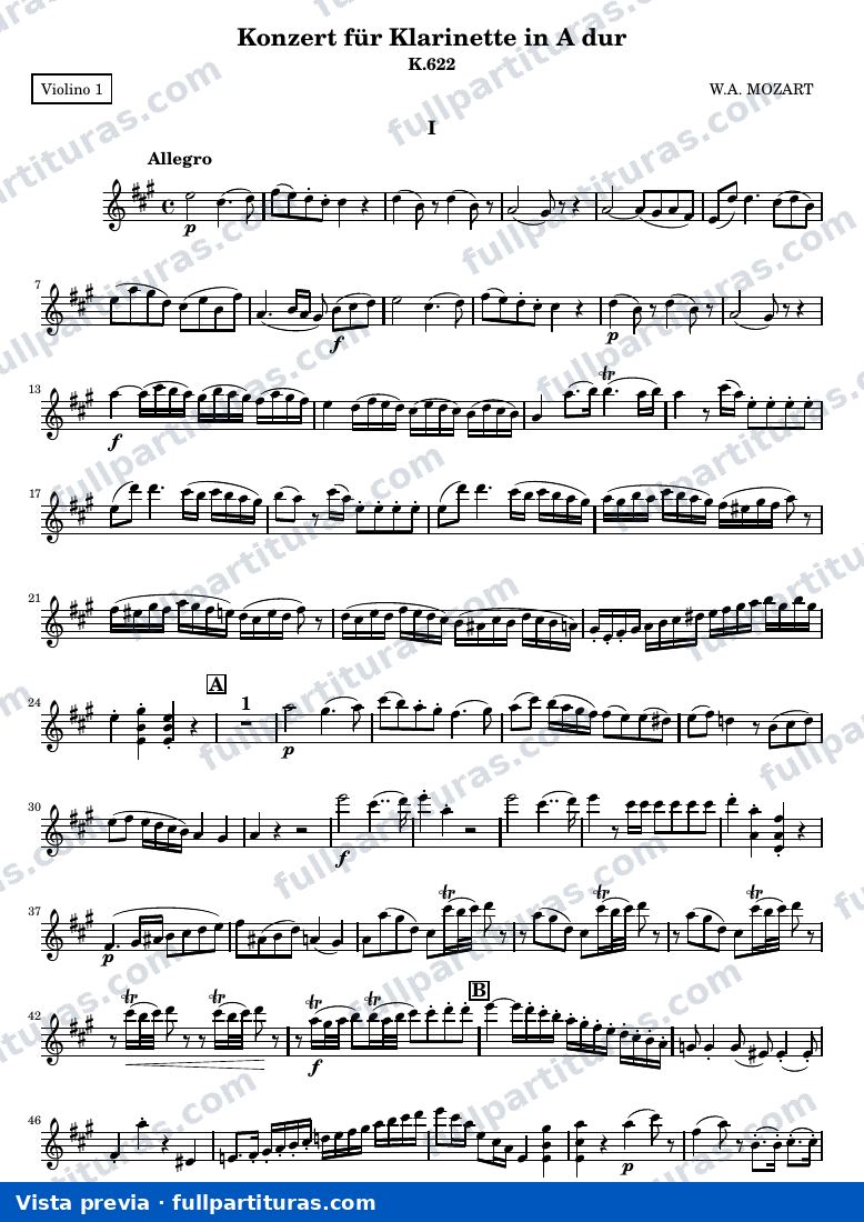 Clarinet concerto — Violon1 — vista previa