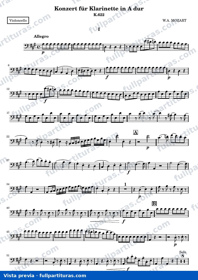 Clarinet concerto — Violoncelle — vista previa