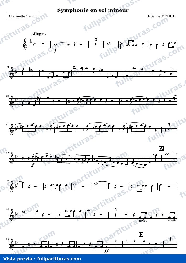 Symphonie en sol mineur — Clarinette1 — visualização
