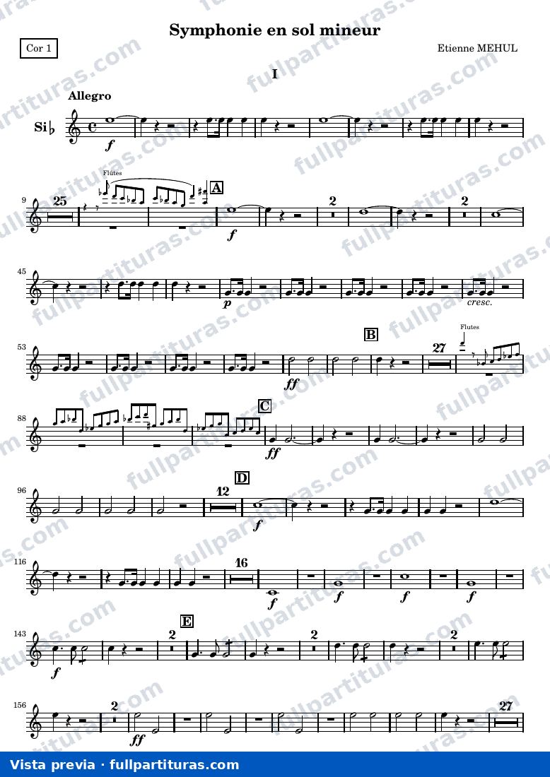 Symphonie en sol mineur — Cor1 — Vorschau