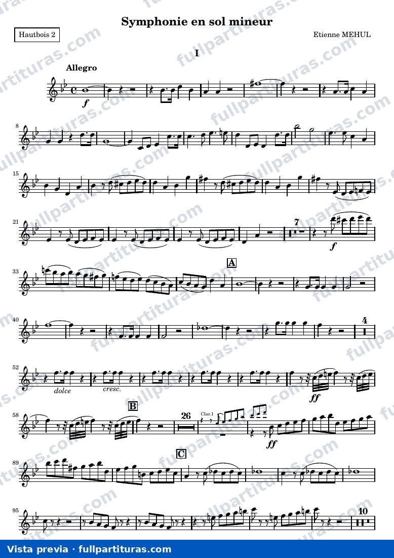 Symphonie en sol mineur — Hautbois2 — aperçu