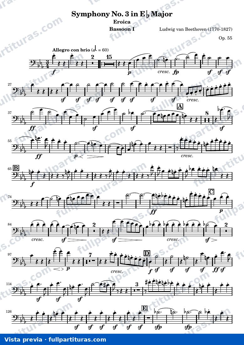 Symphony No. 3 in Eb Major (Eroica) — Bassoon1 — Vorschau