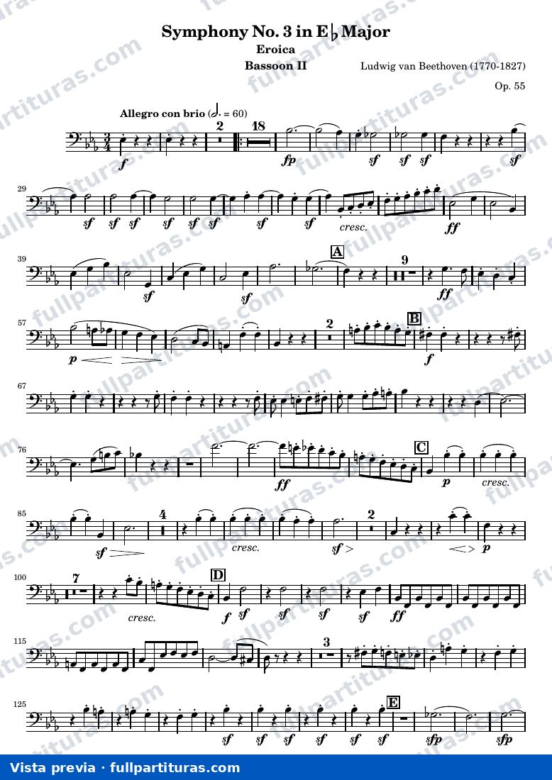 Symphony No. 3 in Eb Major (Eroica) — Bassoon2 — visualização