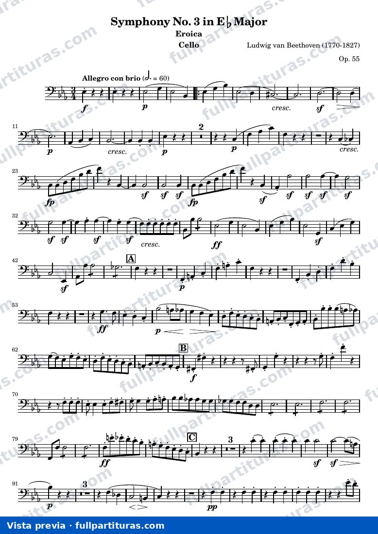 Symphony No. 3 in Eb Major (Eroica) — Cello — предварительный просмотр