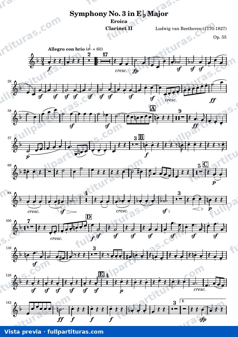 Symphony No. 3 in Eb Major (Eroica) — Clarinet2 — preview